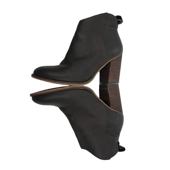 BP Lance Black Leather Block Heel Ankle Boots Size 8 1/2 Women's - Picture 7 of 9